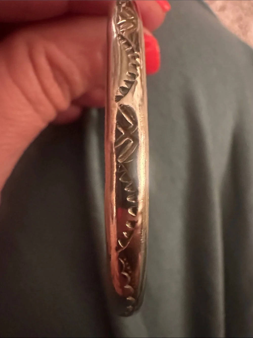 Vintage handcrafted sterling silver Navajo-style cuff bracelet